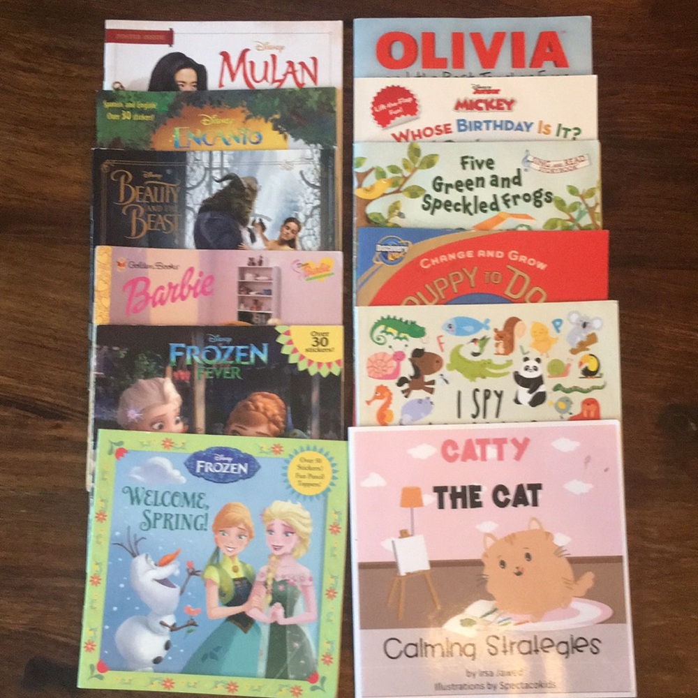 12 Mixed Lot Disney Princess Animals Cats Dogs (Set of 12) Used Softcover Books